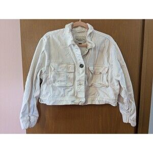 Ashley Vintage Charm Large White Cropped Denim Jacket